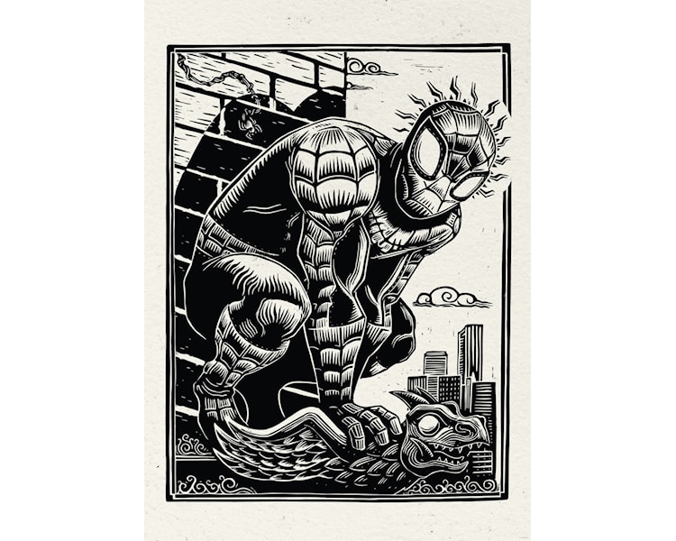 Marvel Spider-Man Lino-Cut